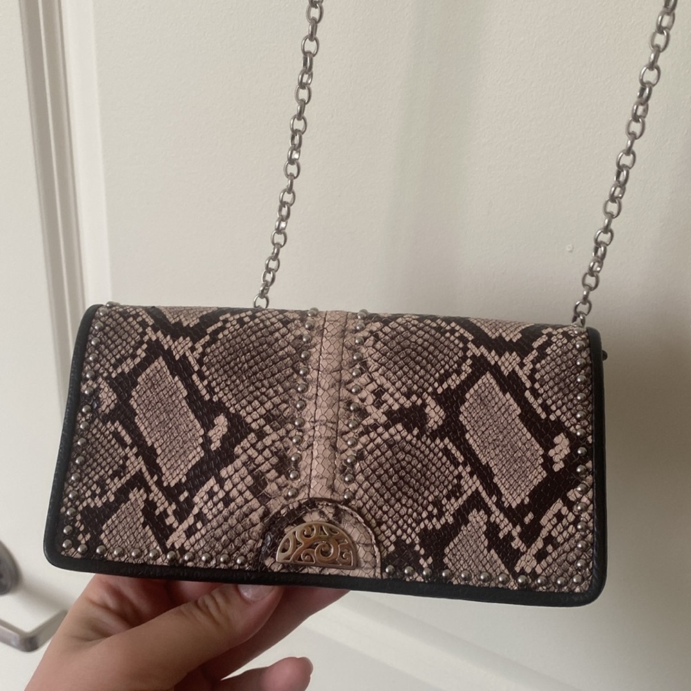 Brighton Pretty Tough "Rockmore" Python Leather Cross-Body Wallet - Picture 2 of 15